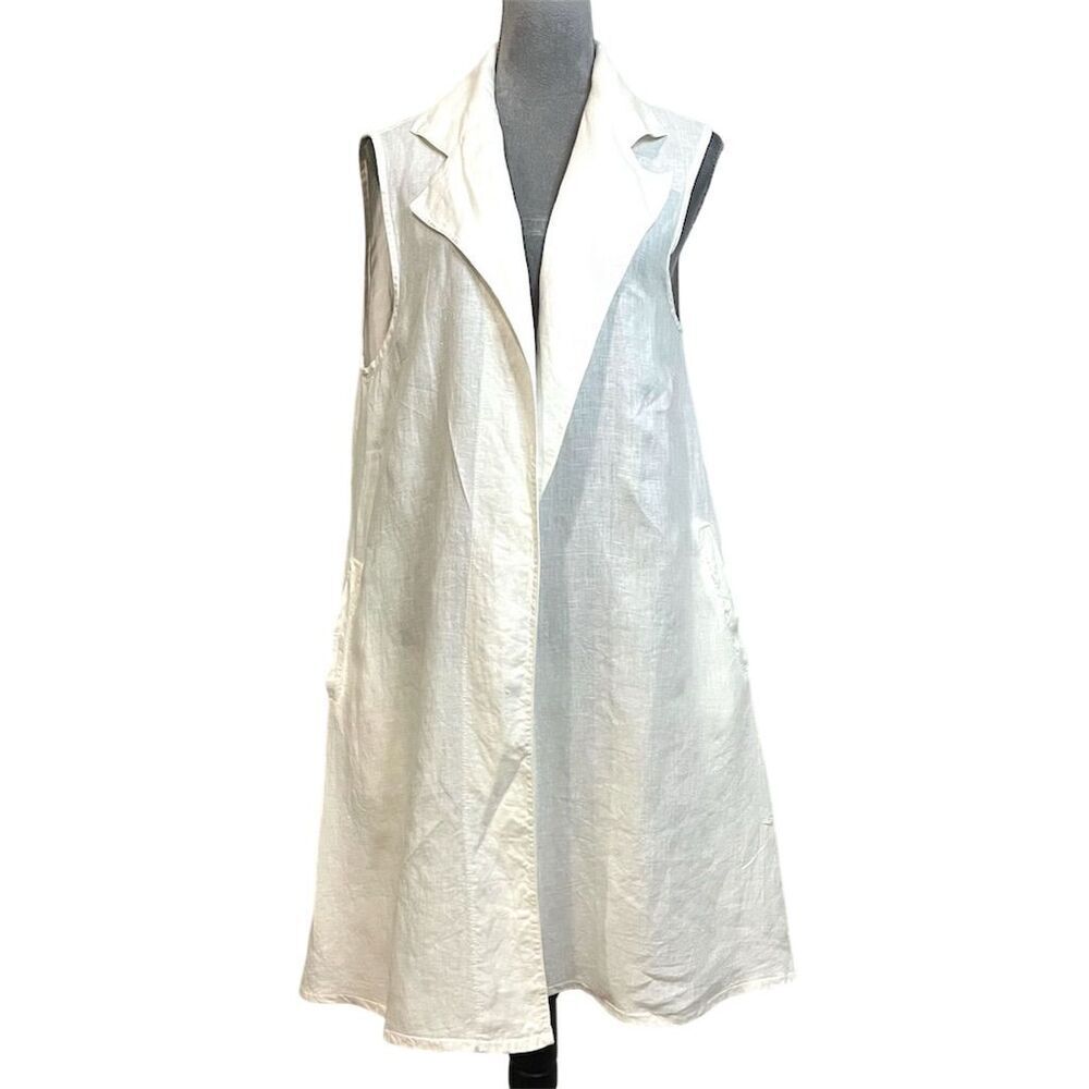 Bryn Walker Lagenlook Linen Vest M Boho Cardigan Preppy Resortwear Vacation